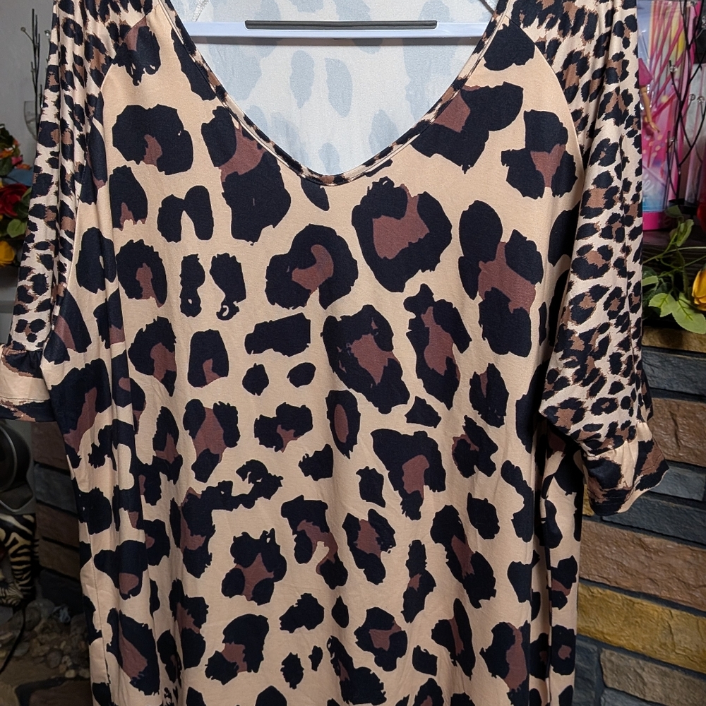 Leopard Print V-Neck Women's Top